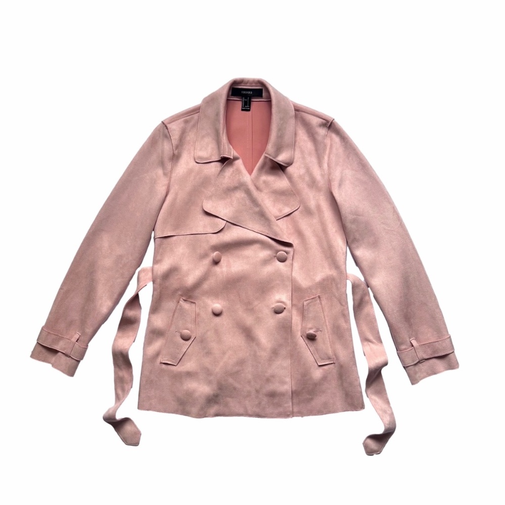 Forever 21 Boho Blush Pink Faux Suede Trench Coat